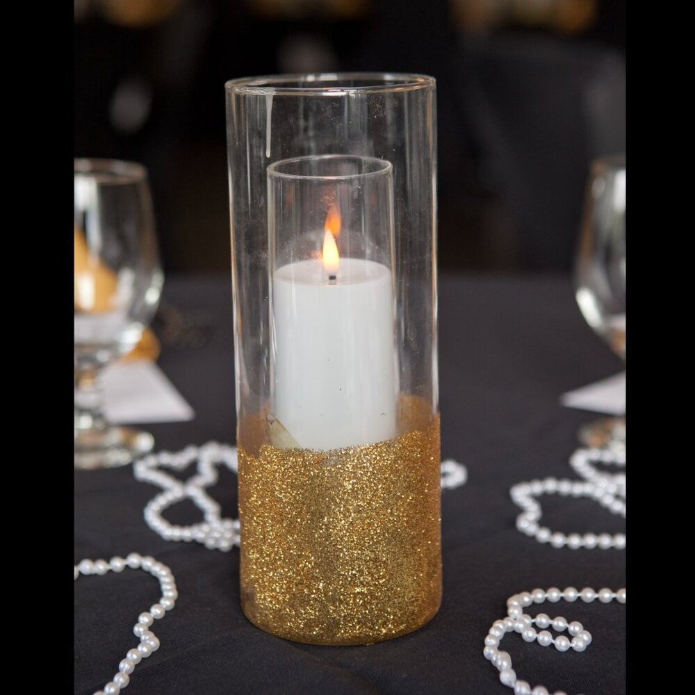 Elegant Gold Glitter Vase Tall Candle Holder